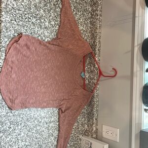 Medium pink and gold specked mesh 3/4 sleeve